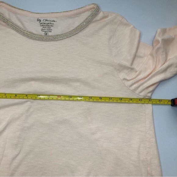 Chicos Pull-over Tunic Top High-low Hem Soft Peach Size 18 - Picture 9 of 12